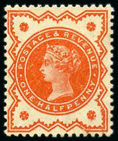 Stamp of Great Britain » 1855-1900 Surface Printed » 1887-1900 Jubilee Issue & 1891 £1 Green 1887 1/2d Vermilion (watermark inverted) variety printed
