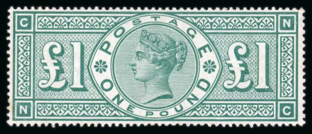 Stamp of Great Britain » 1855-1900 Surface Printed » 1887-1900 Jubilee Issue & 1891 £1 Green £1 Green Fresh mint NH. Scarce.