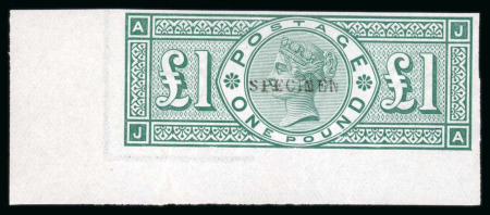 Stamp of Great Britain » 1855-1900 Surface Printed » 1887-1900 Jubilee Issue & 1891 £1 Green 1891 £1 Green,  Imperforate lower left corner example