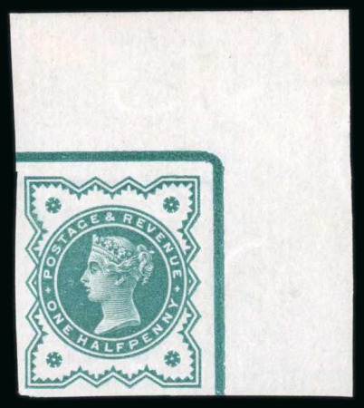 Stamp of Great Britain » 1855-1900 Surface Printed » 1887-1900 Jubilee Issue & 1891 £1 Green 1900 1/2d blue-green imperforate imprimatur from the