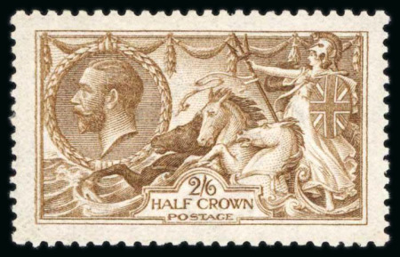 Stamp of Great Britain » King George V » 1913-19 Seahorse Issues 1915 DLR 2/6d Deep yellow-brown with Wmk INVERTED mint