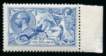 Stamp of Great Britain » King George V » 1913-19 Seahorse Issues 1915 DLR 10/- Bright Cambridge blue , superb mint NH;