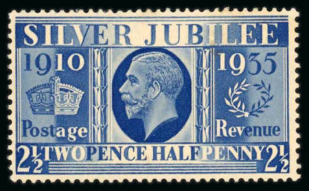 Stamp of Great Britain » King George V » 1924-36 Issues 1935 2 1/2d PRUSSIAN BLUE o.g. (toned) a very presentable