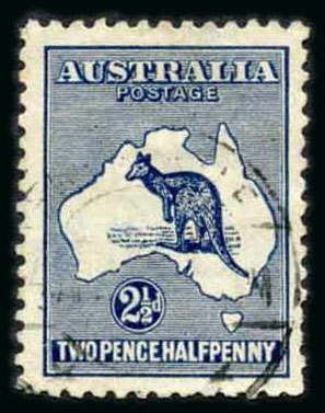 Stamp of Australia 1/2d Indigo, variety Missing 1 in 1/2 Fraction. A
