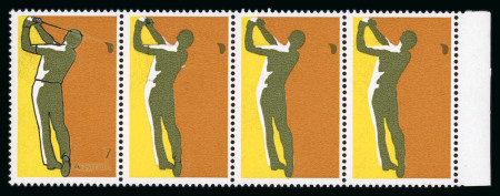 Stamp of Australia 1974 Golf ERROR BLACK omitted in progressive Strip