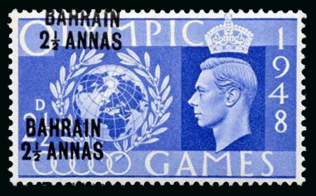 Stamp of Bahrain » British Period 1948 2 1/2d Olympics Overprint DOUBLED Very Fine mint