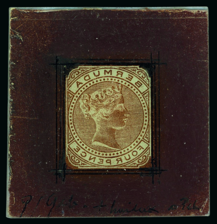 Bermuda - 1883 4d, negative cliché on glass, brown