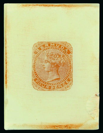 Stamp of Bermuda Bermuda - 1883 4d, glass support cliché in orange-brown;