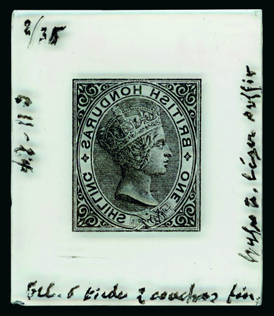 Stamp of British Honduras British Honduras - 1885 1s, glass support cliché in