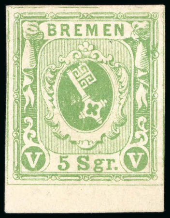 German States, Bremen - 1861 5 sgr green, a final reproduction