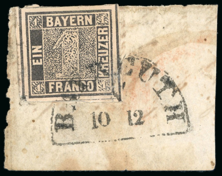 German States, Bavaria - 1849 1 kreuzer, grey black,
