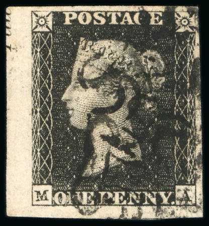 1840 1d grey-black (worn plate) pl.5 MA with matching 1d red