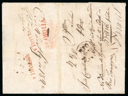 Stamp of Brazil » Postal History 1840 (Aug 4). entire letter from Aldeia Nova (Portugal) to Vitoria