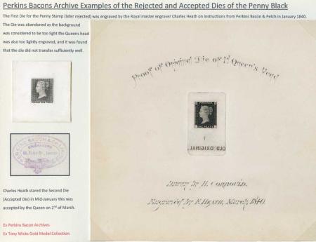 Stamp of Great Britain » Line Engraved Essays, Plate Proofs, Colour Trials and Reprints The First Die for the Penny Stamp (later rejected)