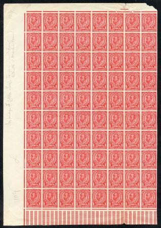Stamp of Great Britain » King George V » 1911-12 Downey Head Issues 1d Downey in Scarlet (trial fa) on John Allen Paper