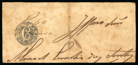 Stamp of Brazil » Postal History 1840ca. Large fragment of letter front and small fragment with "C/De Taubate" circular hs