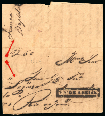 Stamp of Brazil » Postal History 1841 (June 10). Registered entire letter from Areias
