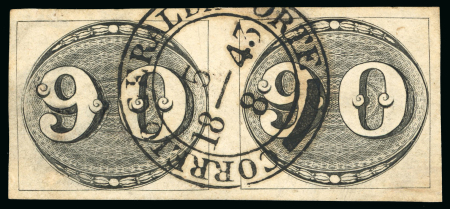 Stamp of Brazil » 1843 Bull's Eyes 1843, 90r black, early impression, the earliest multiple recorded