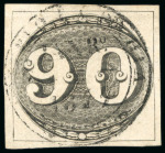 1843, 90r black, intermediate impression, "CORREIO DA BAHIA" cds