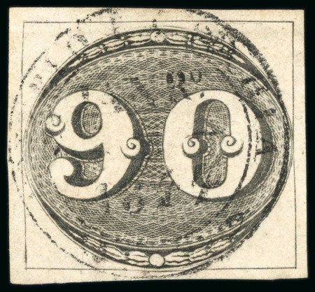 Stamp of Brazil » 1843 Bull's Eyes 1843, 90r black, intermediate impression, "CORREIO DA BAHIA" cds