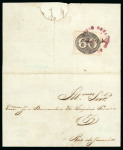 Stamp of Brazil » 1843 Bull's Eyes 1843, 60r black, intermediate impression, on letter from Cuiabá with a late usage