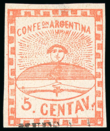 Stamp of Argentina » Argentine Confederation 1858, Small Figures, 5c red, 10c green (2) and 15c