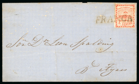 Stamp of Argentina » Argentine Confederation 1858, Small Figure, 5c red, on cover from Goya to Buenos Aires