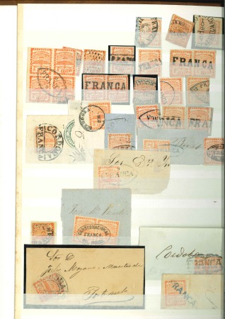 Stamp of Argentina » Argentine Confederation 1858-60, "Confederación" collection of forged cancellations 