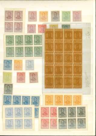 Stamp of Argentina » General issues 1908, "San Martín en Óvalo". A comprehensive collection with essays, proofs, varieties and covers.