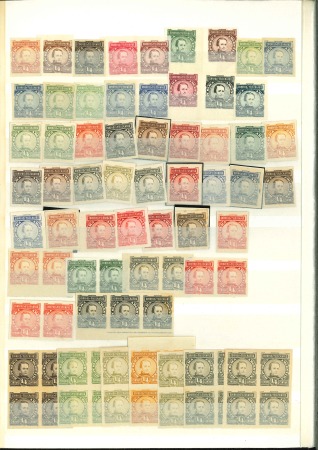 Argentina: 1889-91, "Sudamericana" Issue: assembly comprising more than 600 essays on paper and card including all values