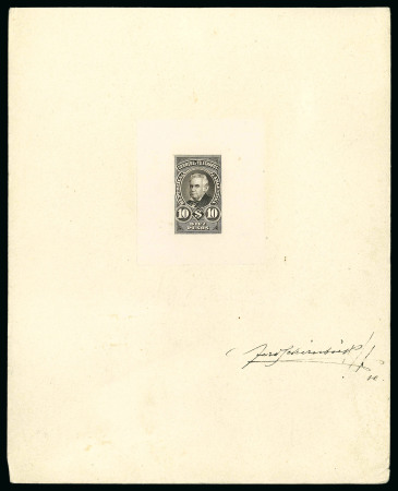 1889-91, "Vicente López" 10p brown, die proof signed by Schirnbock