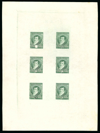 1892-95, "Manuel Belgrano", composite die proof comprising no value, 24c, 10c, 16c, scratched 24c & 50c, two items
