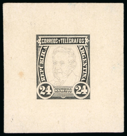 Stamp of Argentina » General issues 1889-91, Unissued 24c, die proof in black on card, centre in light grey, first state