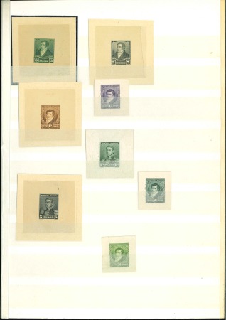 Argentina: 1892-95, "Tres Próceres", group of 15 cut-out proofs