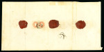 1860 5Kr Red, 22 examples including 2 on reverse tied by Pápa 3/5 cds on large registered ten-fold weight envelope