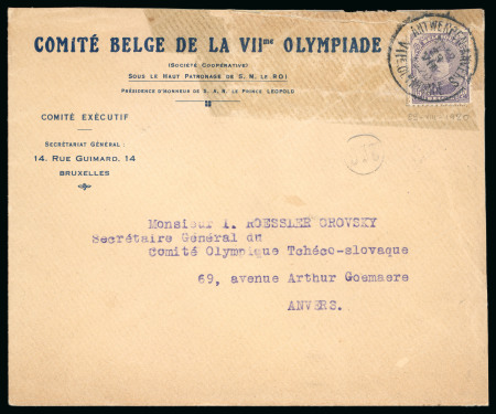 During the Games: 1920 (Aug 29) Olympic Organising Committee printed envelope