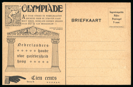 1928 5c official postal stationery card by Huygens, proof