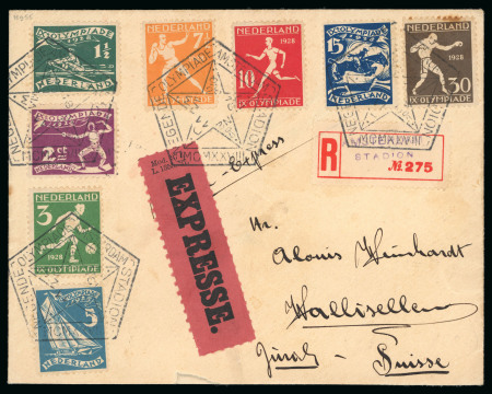 1928 (Jul 11) envelope sent registered and express from the Olympic stadium with the complete Olympic set of 8