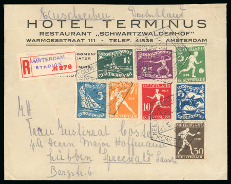 During the Games: 1928 (Aug 11) Hotel Terminus printed envelope sent registered from the Olympic stadium