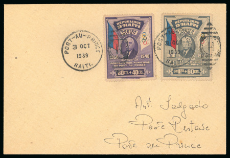 Stamp of Olympics » Pierre de Coubertin and the IOC Haiti: 1939 (Oct 3) pair of first day covers with the 1939 Coubertin set of three