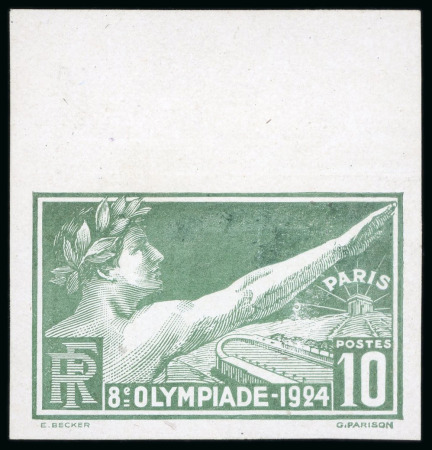 1924 Olympics stamp group, incl. early state proof, set of imperfs, etc.