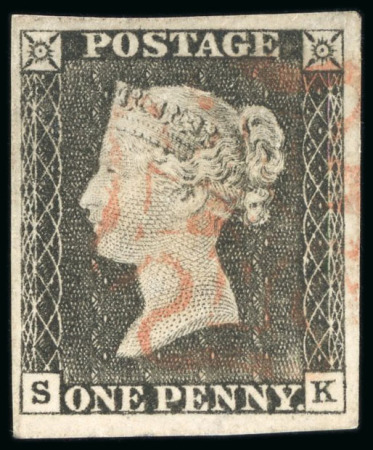 1840, 1d black pl.1a SK with four good to large margins