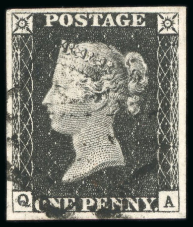 1840, 1d black pl.1b QA with four good to large margins