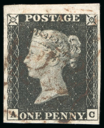 1840, 1d black pl.1b AC with good margins, large (part marginal) at top and inverted watermark