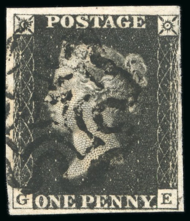 1840, 1d black pl.5 GE with close to very good margins