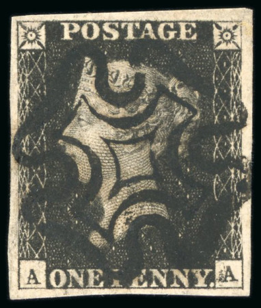 1840, 1d black pl.6 AA with good to very good margins and fine, centrally struck black MC