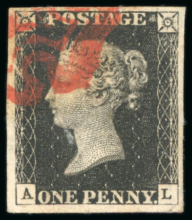 1840, 1d black pl.6 AL with four good to large margins, used