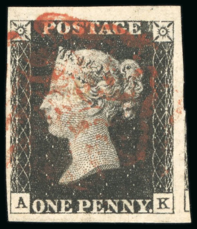 1840, 1d black pl.6 AK with four good to very large margins, used