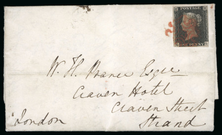 1d black pl.3 "LL" on cover to Craven Hotel (a Coffee