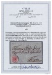 TOKAY DURCHSTICH auf Österreich 1850 3Kr rot Handpapier